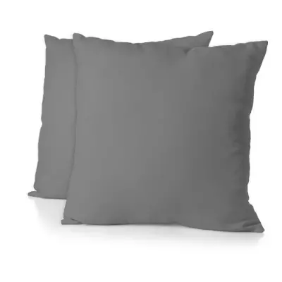 Lot de 2 taies d'oreiller - HOME LINGE PASSION - 63 x 63 cm - Gris ant