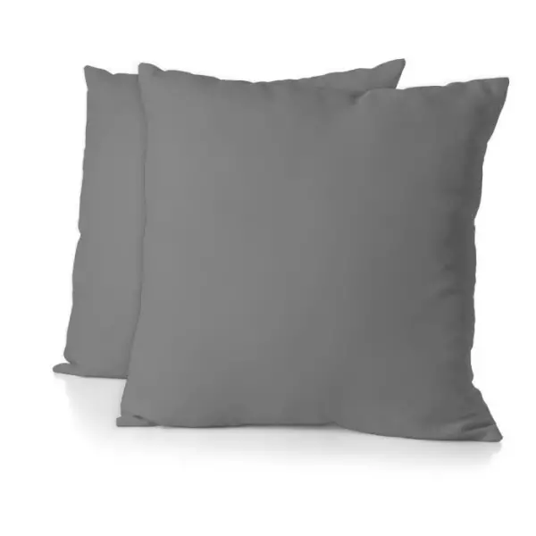 Lot de 2 taies d'oreiller - HOME LINGE PASSION - 63 x 63 cm - Gris anthracite