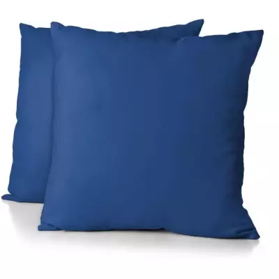 Lot de 2 taies d'oreiller - HOME LINGE PASSION - 63 x 63 cm - Bleu