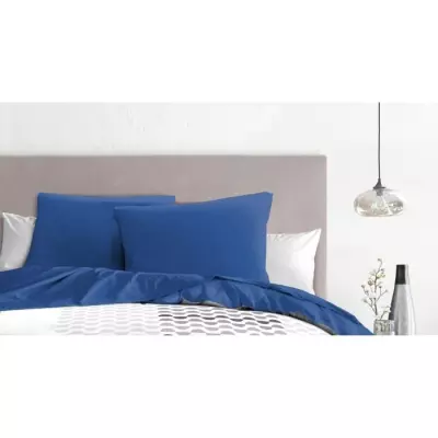 Lot de 2 taies d'oreiller - HOME LINGE PASSION - 63 x 63 cm - Bleu