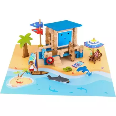 Journée a la Plage 120 Pieces - JEUJURA - Jeu de Construction en Bois