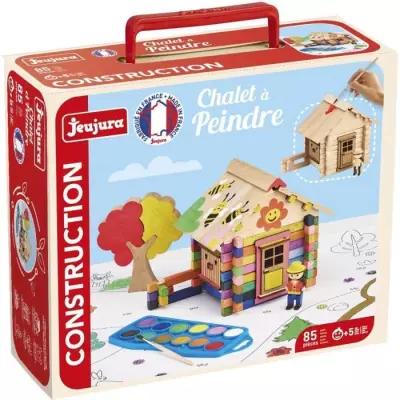 Chalet a Peindre 85 Pieces - JEUJURA - Jeu de Construction en Bois Nat