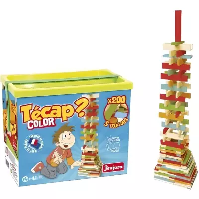 Jeu de construction en bois - JEUJURA - TECAP COLOR - 200 pieces - Mix