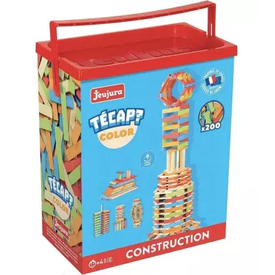 Jeu de construction en bois - JEUJURA - TECAP COLOR - 200 pieces - Mix