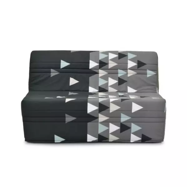 Banquette-lit BZ - Joe - Tissu Gris et noir - 2 places - L143 x P97 x H89cm - Matelas 9cm