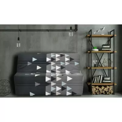 Banquette-lit BZ - Joe - Tissu Gris et noir - 2 places - L143 x P97 x