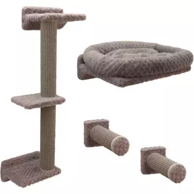 Mur d'escalade pour chats - KERBL - MONTE ALPI - 8 pieces - Gris - Tou