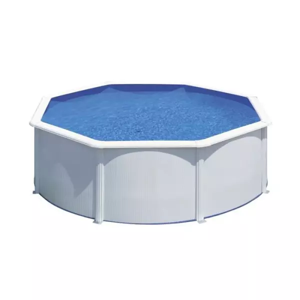 GRE - Kit Piscine hors sol acier ronde blanche Ø370 x 122 cm (Livrée avec filtre a sable et échelle)