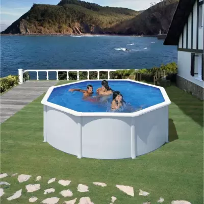 GRE - Kit Piscine hors sol acier ronde blanche Ø370 x 122 cm (Livrée