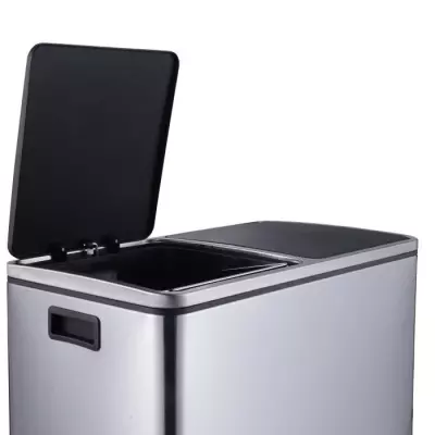 KITCHEN MOVE Poubelle de cuisine a pédale tri sélectif - Acier 60L (