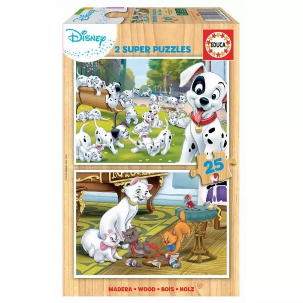 Disney animals wood - Dalmatians + Aristochats - 2 wooden puzzles