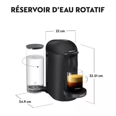 NESPRESSO KRUPS Vertuo Plus Machine a Café, Cafetiere Espresso, Noir