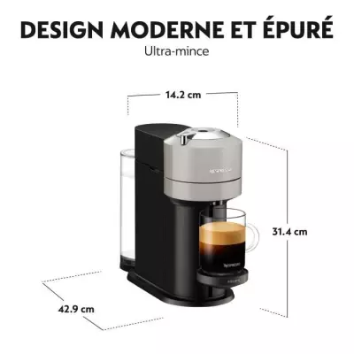 NESPRESSO KRUPS Vertuo Next Machine a Café, Cafetiere Espresso, Gris