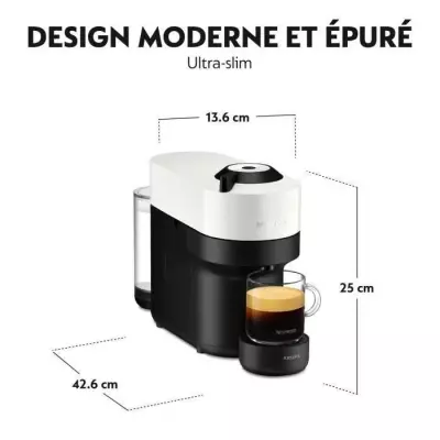 NESPRESSO KRUPS Vertuo Pop Machine a café, Cafetiere espresso, Blanch