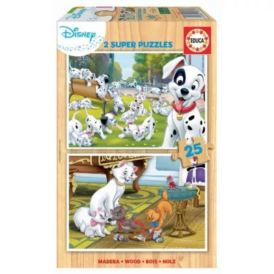 Fun Disney Animals Wood Puzzles: Dalmatians + Aristochats