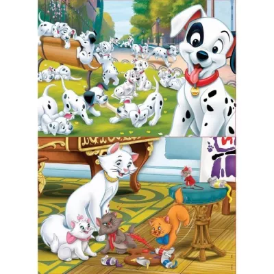 Fun Disney Animals Wood Puzzles: Dalmatians + Aristochats