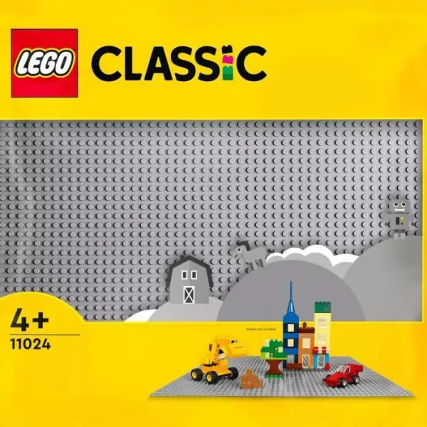 LEGO 11024 Classic La Plaque De Construction Grise 48x48, Socle de Base pour Construction, Assemblage et Exposition