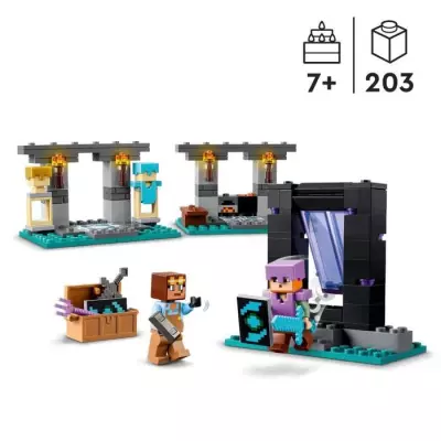 LEGO 21252 Minecraft L'Armurerie, Jouet avec Forge d'Armes avec Person