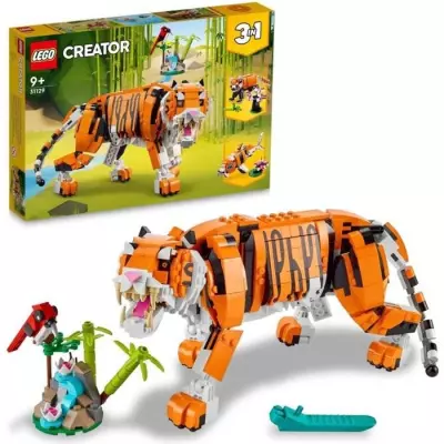 LEGO 31129 Creator 3-en-1 Sa Majesté le Tigre, Jouet et Figurine Anim