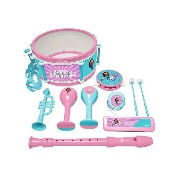 Lexibook - Set Musical Gabby et la Maison Magique - 7 instruments - Rangement dans le tambour