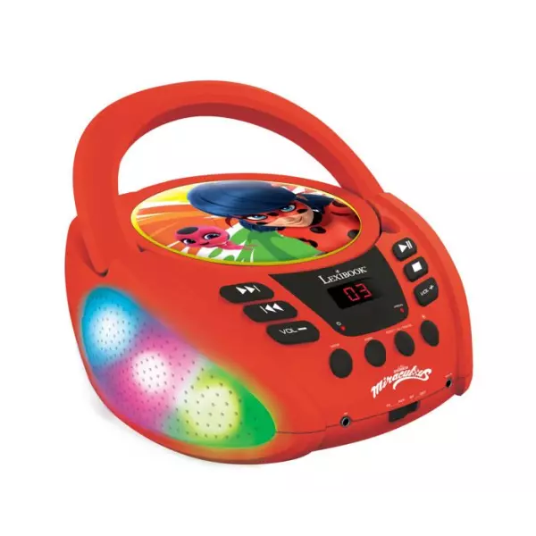 Lecteur CD Bluetooth lumineux Miraculous - LEXIBOOK - MIRACULOUS - CD/CD-R/CD-RW - Bluetooth 5.0 - Enfant