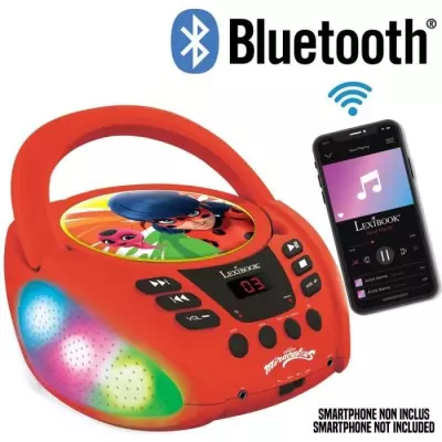 Lecteur CD Bluetooth lumineux Miraculous - LEXIBOOK - MIRACULOUS - CD/