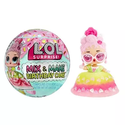 LOL Surprise Mix & Make Birthday Cake - Mini Poupée 7,5cm, Robe en Fo