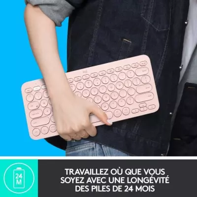 Clavier - Sans Fil - Logitech - K380 - AZERTY - Rose