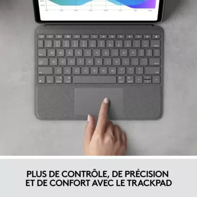 Clavier Folio Touch - LOGITECH - 1re, 2e, 3e et 4e générations -Gris