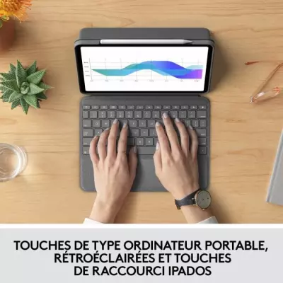 Clavier Folio Touch - LOGITECH - 1re, 2e, 3e et 4e générations -Gris