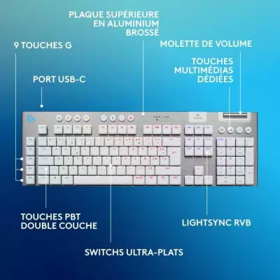 Clavier gamer - sans fil - Logitech G - G915 X - Switch tactile - AZER