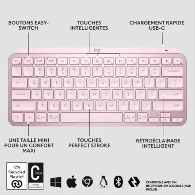 Clavier - Sans Fil - Logitech - MX Keys Mini - rétroéclairé - AZERT