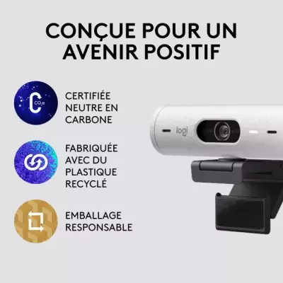 Webcam Logitech Brio 500 Webcam HD avec Deux Micros a Reduction de Bru