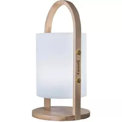 Lanterne LED Woody - LUMISKY - Blanc - Design scandinave - Poignée en