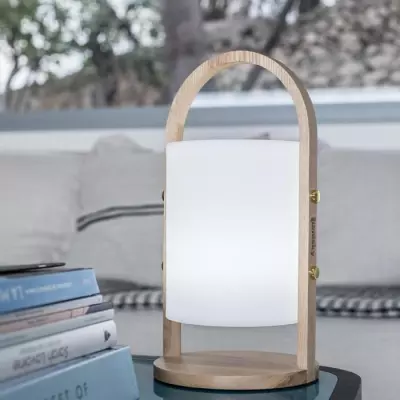 Lanterne LED Woody - LUMISKY - Blanc - Design scandinave - Poignée en