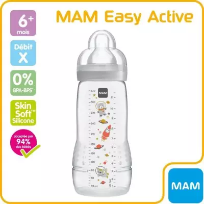 MAM Easy Active 2eme Âge Biberon +6m Éléphant Ivoire 330ml