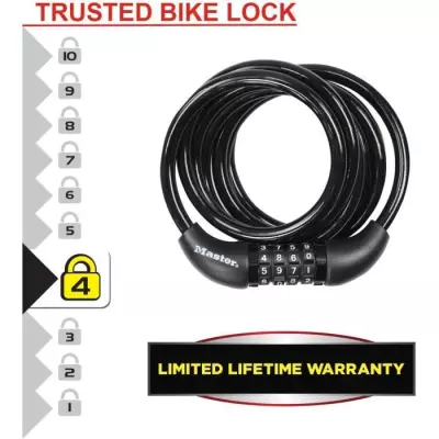 Antivol Vélo - MASTER LOCK - 8221EURDPRO - Câble torsadé 1,8m - Com