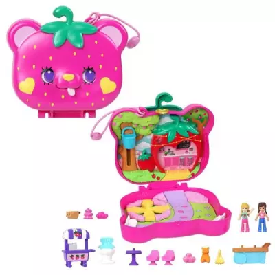 Polly Pocket-Ourson Fraise-Coffret et figurines, jouet de voyage HRD3