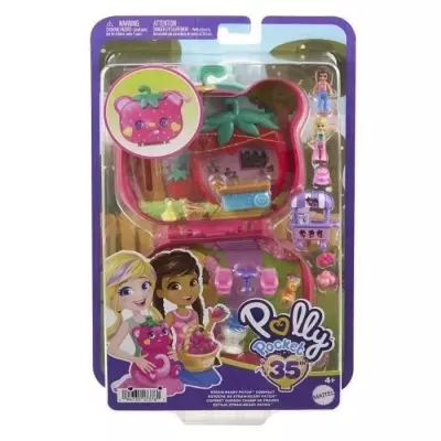 Polly Pocket-Ourson Fraise-Coffret et figurines, jouet de voyage HRD3