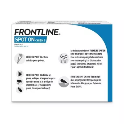 FRONTLINE Spot On Chien S - 2 a 10 kg - 6 pipettes- Puces tiques et po