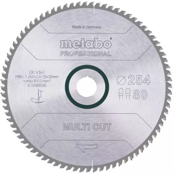 Lame de scie circulaire Pro - METABO - Multi Cut HW/CT 254x30,80FZ/TZ 5°