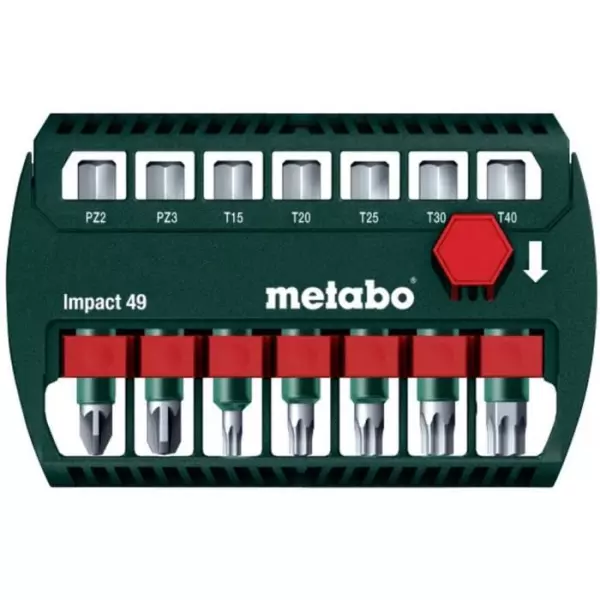 Assortiment d'embouts Impact - METABO - 49 mm (x7) - Pozidriv PZ 2, 3 - Torx T15, T20, T25, T30, T40