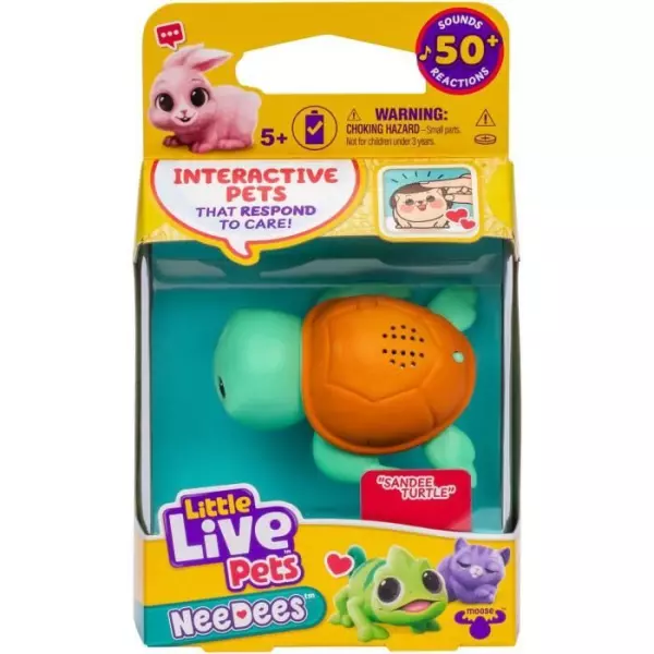 Lil' Needees - MOOSE TOYS - LITTLE LIVE PETS - Animaux interactifs de poche, avec sons et réactions - Modele de peluche aléato