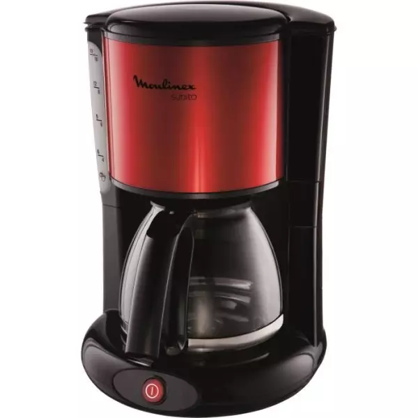 MOULINEX Subito Cafetiere filtre Rouge, 1,25L, 10-15 tasses, Porte-filtre pivotant FG360D11