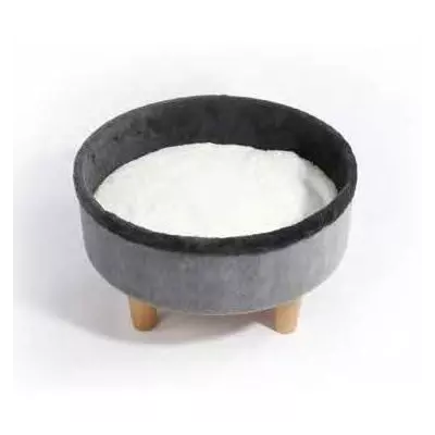 Lit rond surélevé - M PETS - ROUND - Gris - 47 x 47 x 26 cm - Pied e