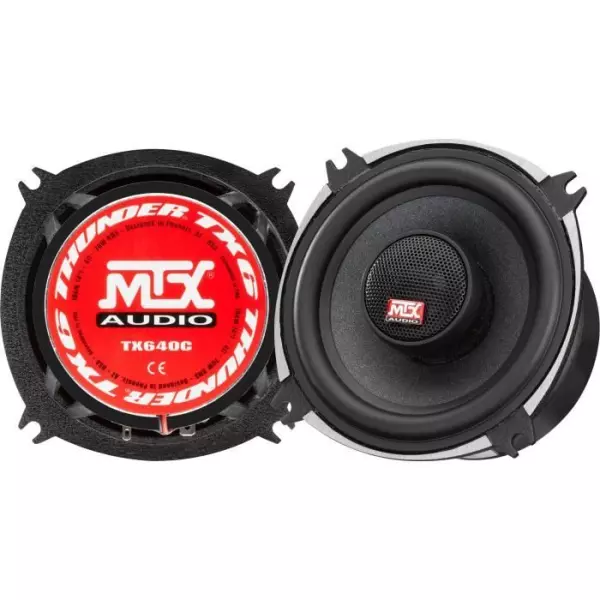 MTX TX640C Haut-parleurs voiture Coaxiaux 10cm 2 voies 70W RMS 4 Châssis alu Tweeters néodyme dôme soie Membrane pulpe célul