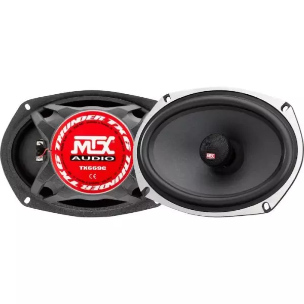 MTX TX669C Haut-parleurs voiture Coaxiaux 15x23cm 6x9 2 voies 120W RMS 4 Châssis alu Tweeters néodyme dôme soie Membrane fibr