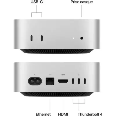 Apple - Mac mini (2024) Puce Apple M4 - RAM 16Go - Stockage 256Go SSD