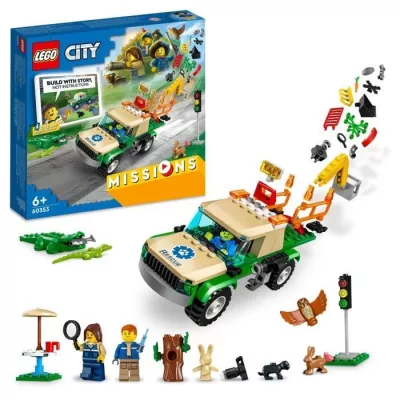 LEGO City 60353 Missions de Sauvetage des Animaux Sauvages, Jouet de C