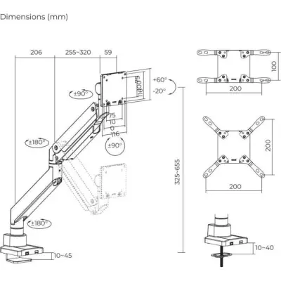 Support d'écran articulé pour bureau - OPLITE - MT57 - Blanc